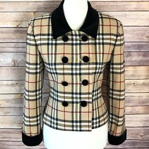 Kasper Plaid Double Breast Wool Jacket Sz 8P
